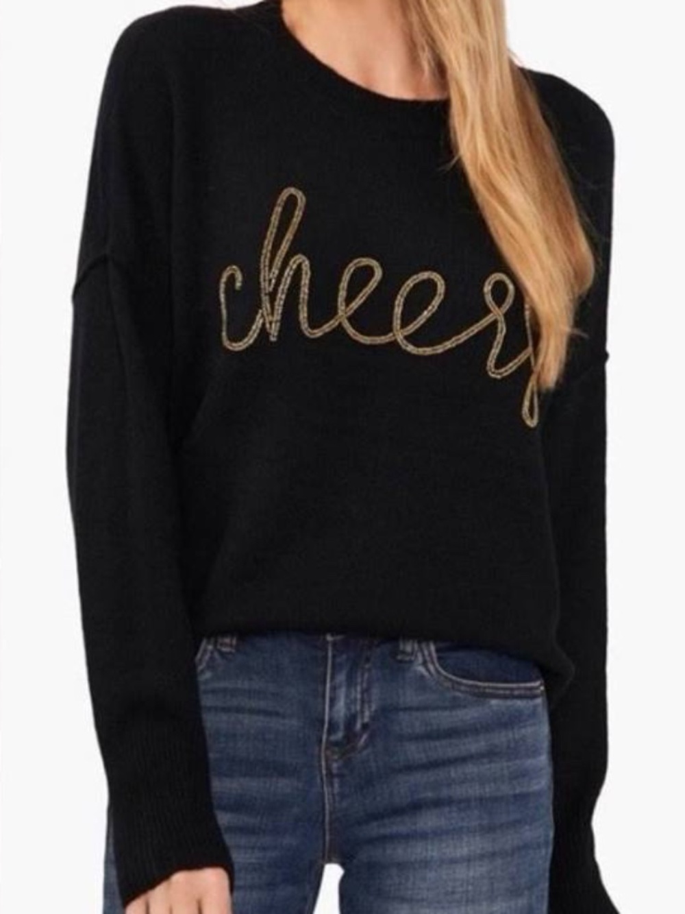 CeCe Cheers Beaded Sweater -size Large - NEW